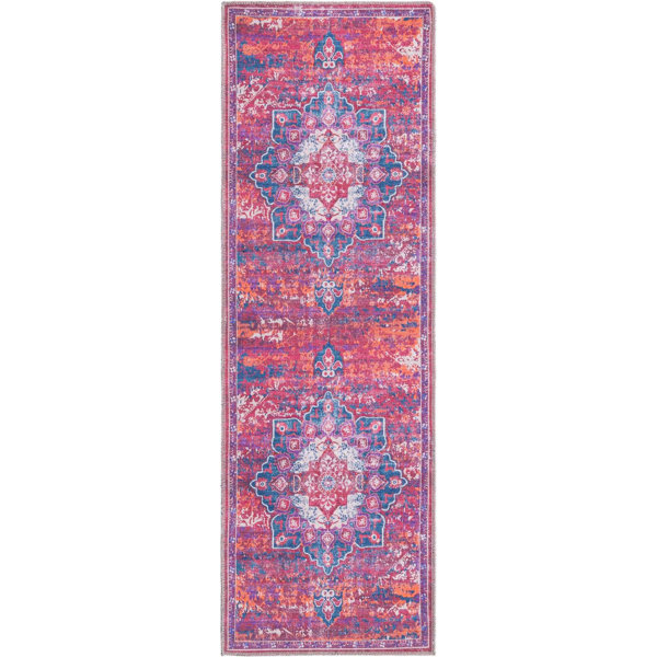 Bungalow Rose Nevia Oriental Pink/Navy Area Rug & Reviews Wayfair